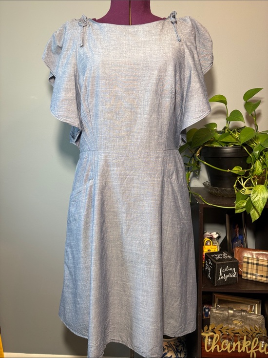 a new day Dresses & Skirts - A New Day Light Denim Blue Women's Boatneck Flutter Sleeve A-Line Dress